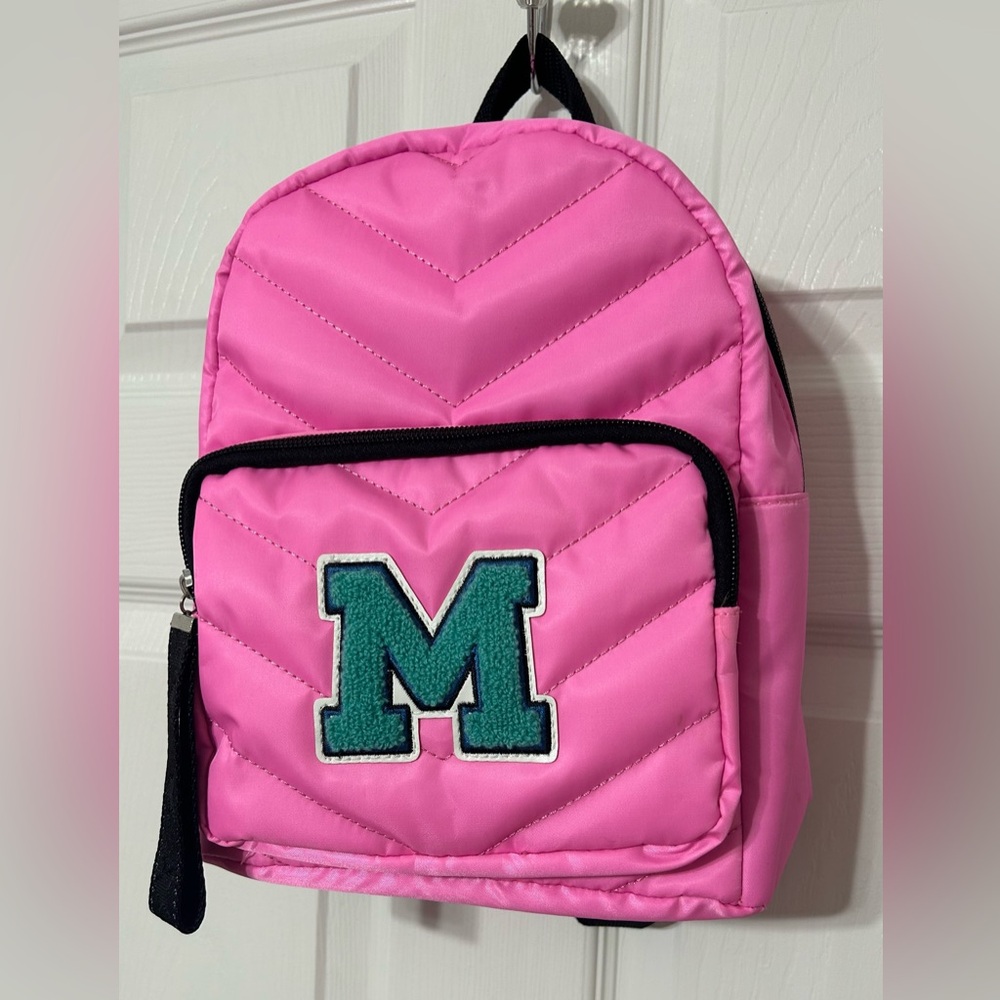 Claire’s Mini Backpack Purse Initial “M” Pink 11” NWT